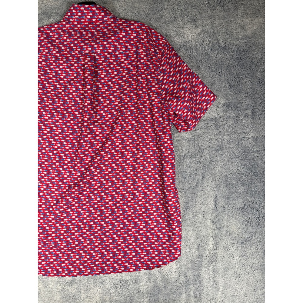 Vineyard Vines Mens Medium Performance Fish Print Short Sleeve Button Down Shirt - Picture 12 of 13